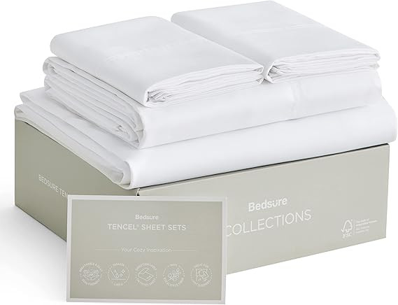 BEDSURE Cooling Sheets King - Cooling Sheets for Hot Sleepers, Silky Soft Breathable Tencel Sheet... | Amazon (US)