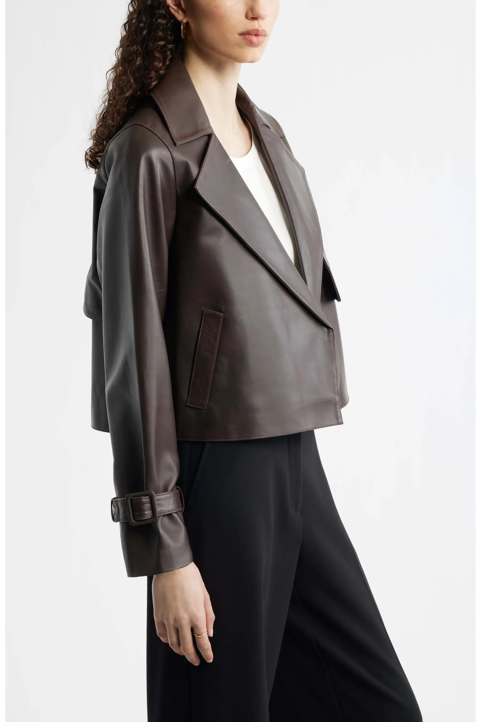 Crop Leather Trench Coat (Women) | Nordstrom | Nordstrom