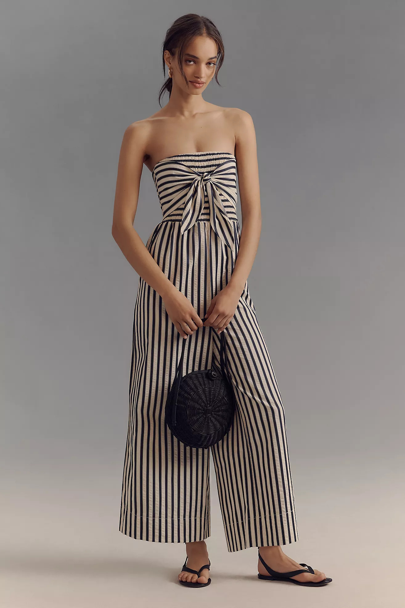 Bishop + Young Elva Strapless Tie-Front Striped Jumpsuit | Anthropologie (US)