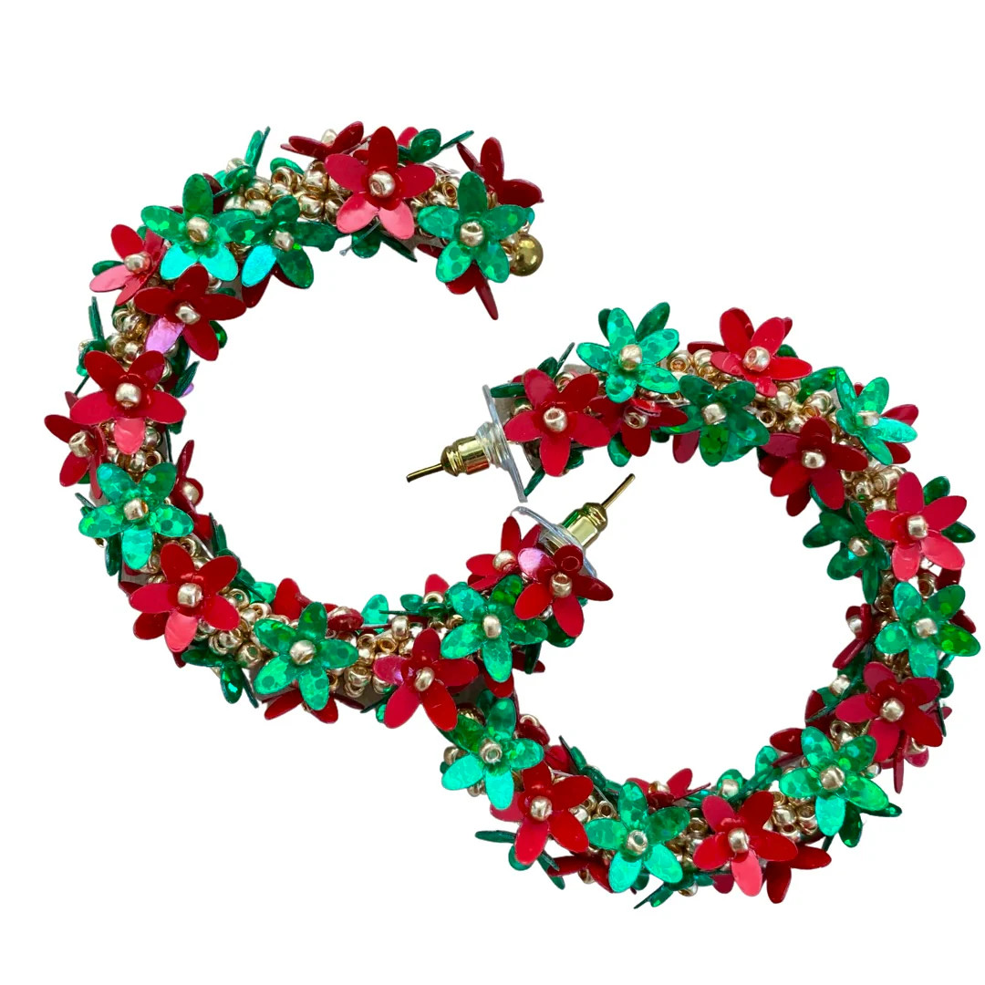 Flower Hoops in Red/Green | Beth Ladd Collections