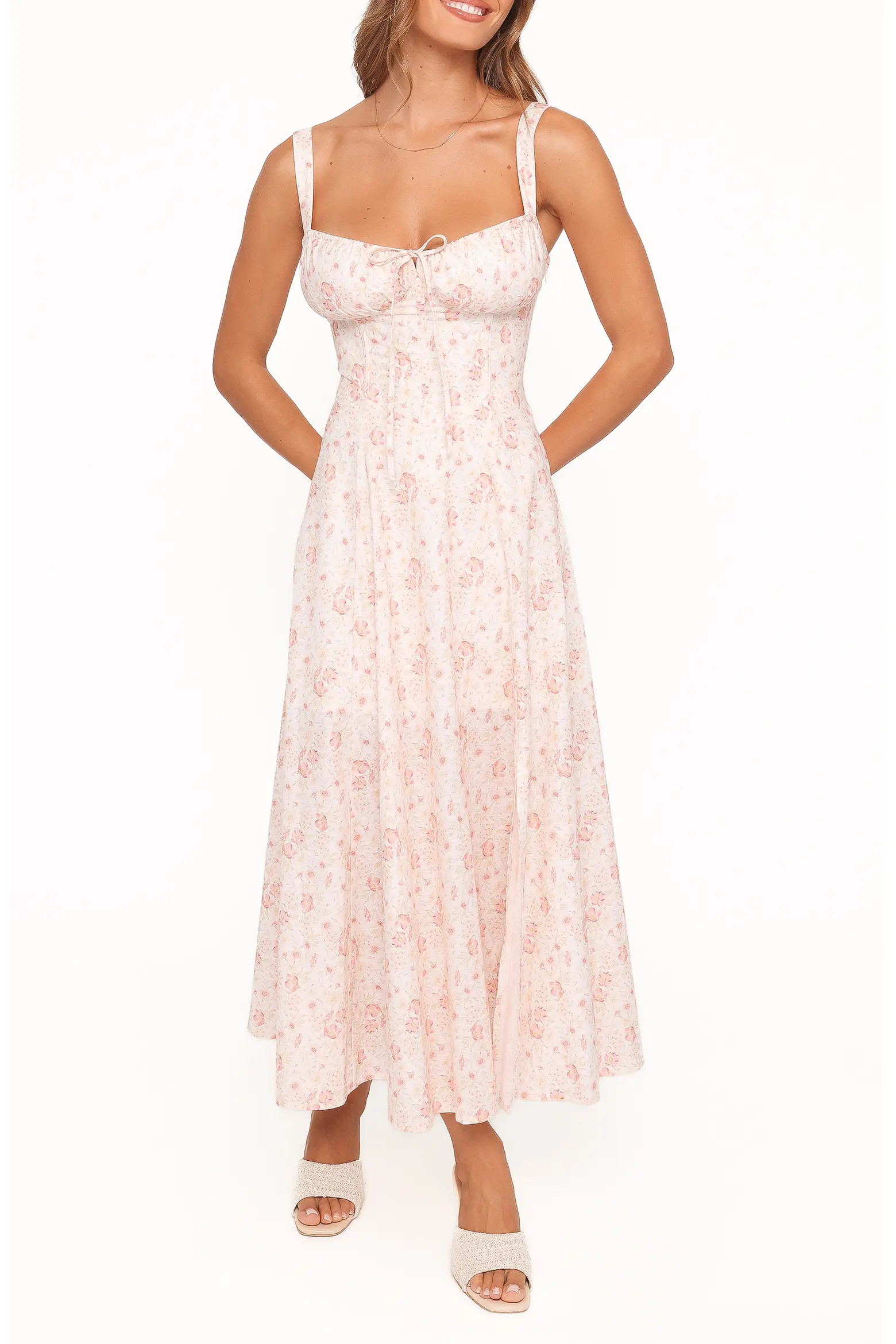 Wisteria Floral Linen & Cotton Midi Dress (Women) | Nordstrom | Nordstrom