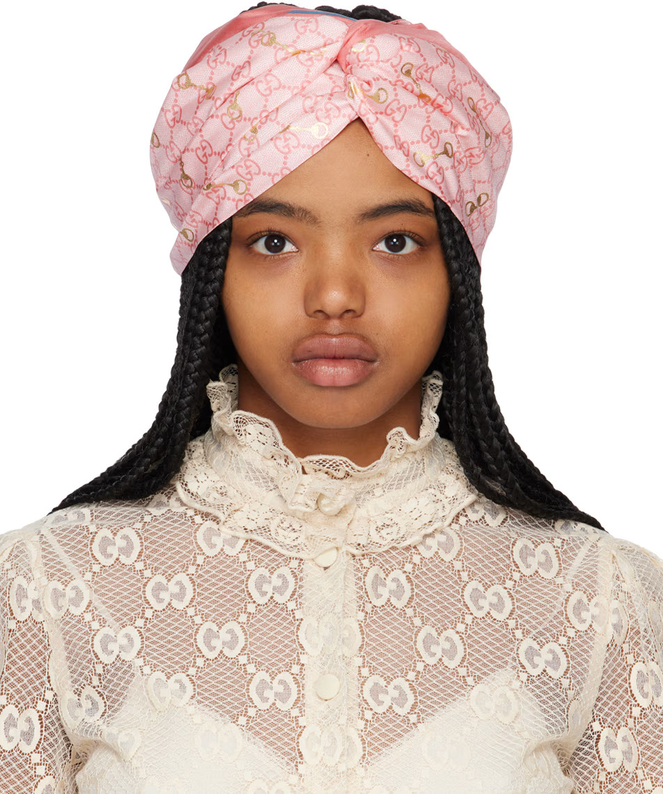Gucci - Pink Silk GG Horsebit Headband | SSENSE