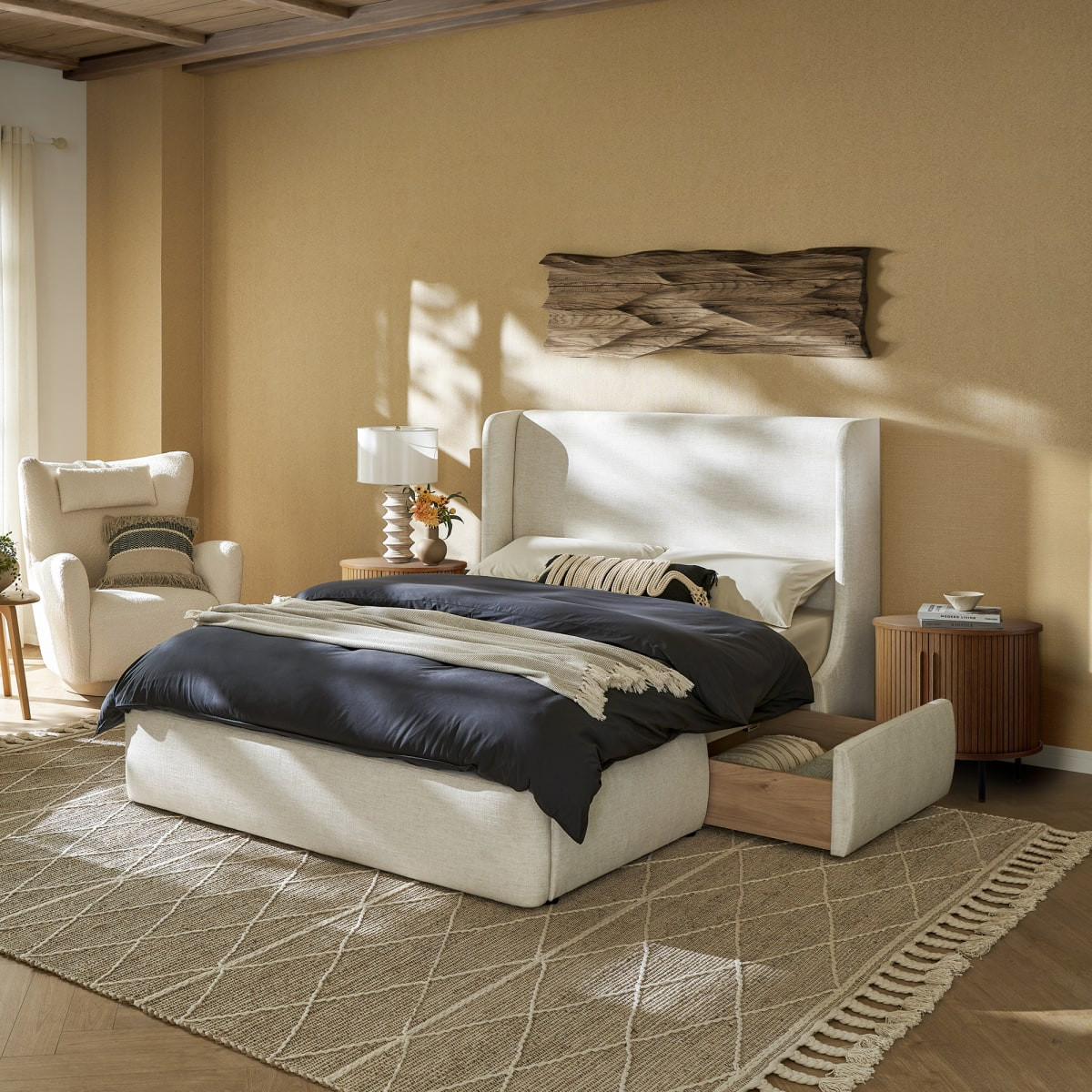 Beach Linen Storage King Bed | Dalton by Castlery | Castlery US