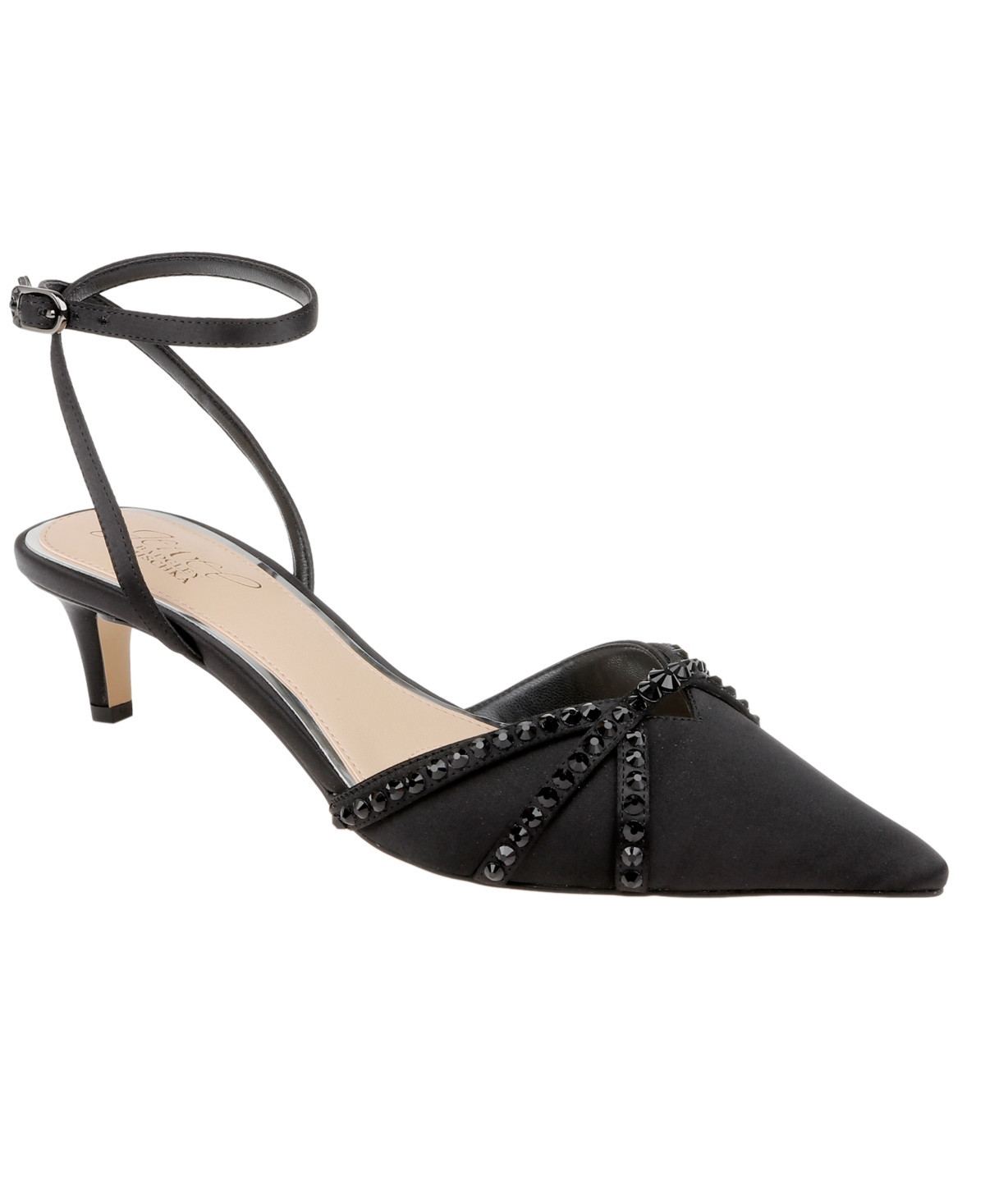 Jewel Badgley Mischka Women's Indra Pumps - Black Satin | Macy's