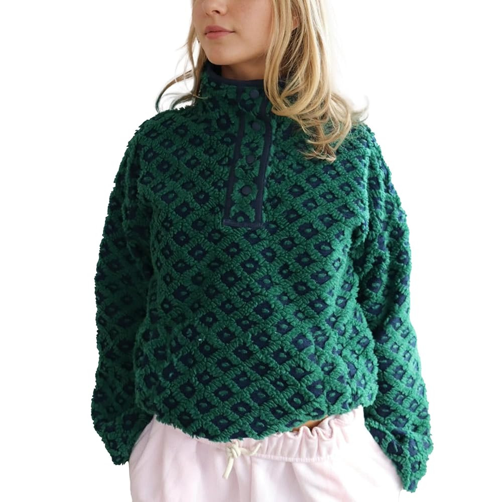 Checkered Fleece Sweatshirt for Women Long Sleeve High Neck Fuzzy Sherpa Hoodie Winter Plaid Pull... | Amazon (US)