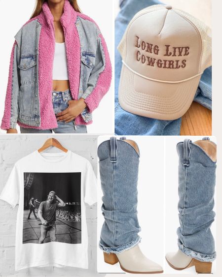Morgan wallen concert inspo!!! Oversized tee, cowboy boots, trucker hat and this AMAZING denim jacket 🤠💘 #LTKstyle #MorganWallen #CountryConcert 

#LTKfindsunder100 #LTKstyletip #LTKshoecrush