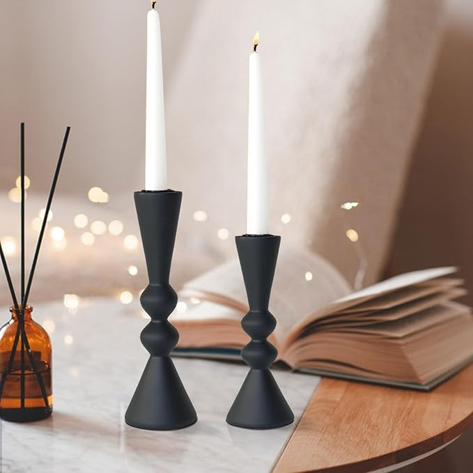 2 Candle Holder Black Candlestick Holders-Taper Candle Holders for Candlesticks Set of 2,Double M... | Amazon (US)