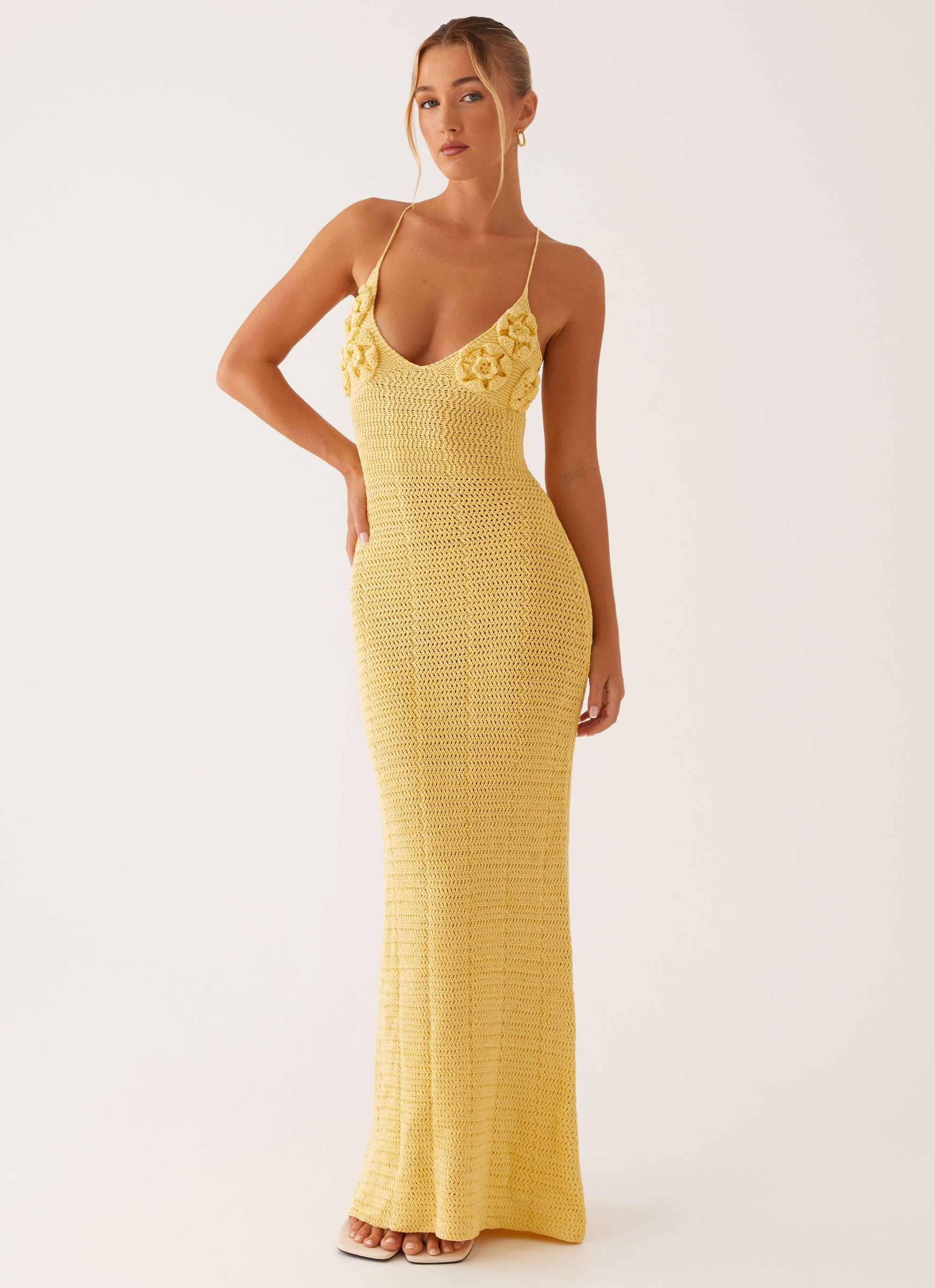Zara Rose Crochet Maxi Dress - Yellow | Peppermayo (Global)