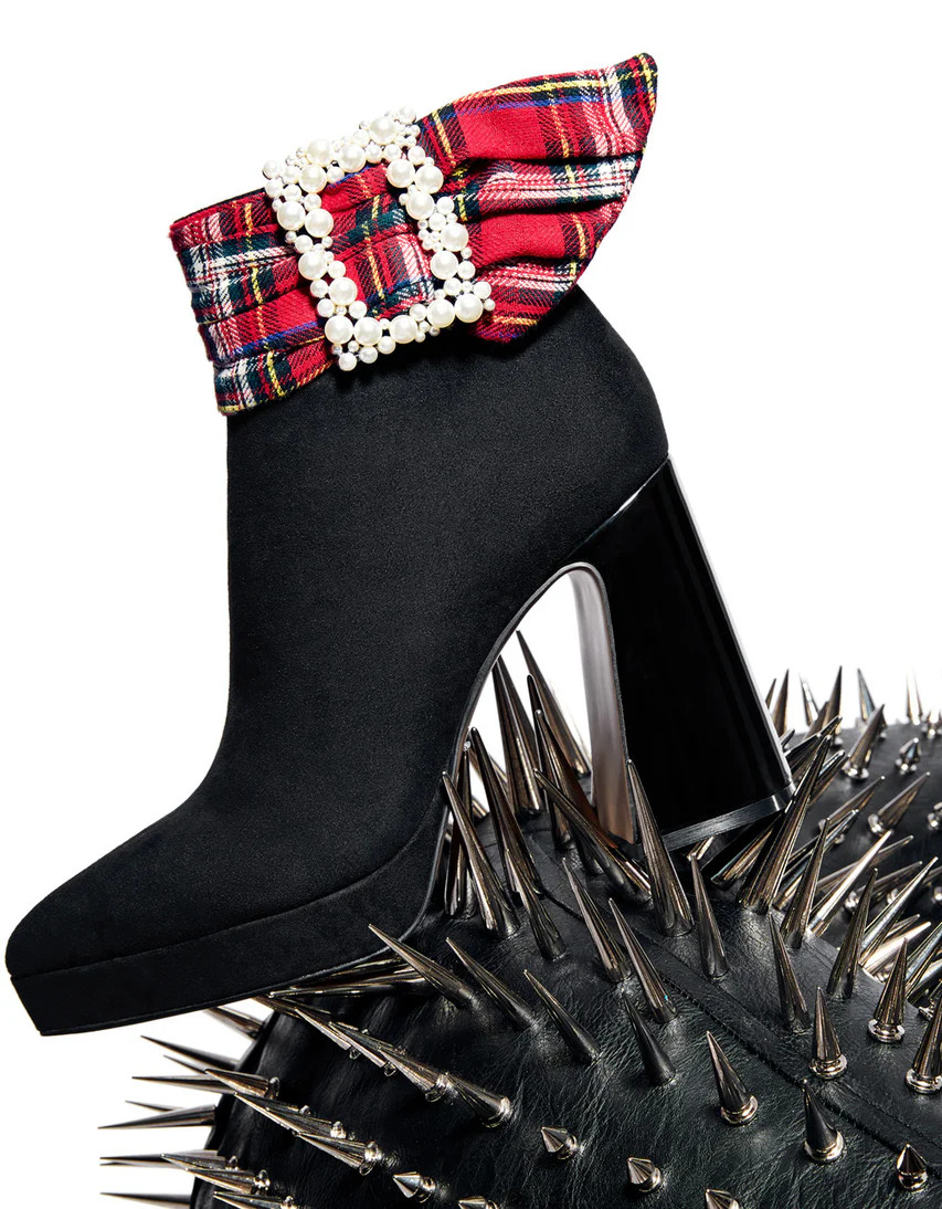 IDRIS BLACK/RED Plaid Bootie | Women's Booties | Betsey Johnson