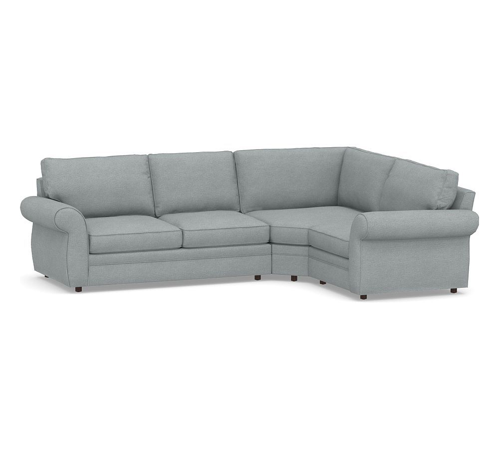 Pearce Roll Arm Upholstered 3-Piece Sectional with Wedge | Pottery Barn (US)