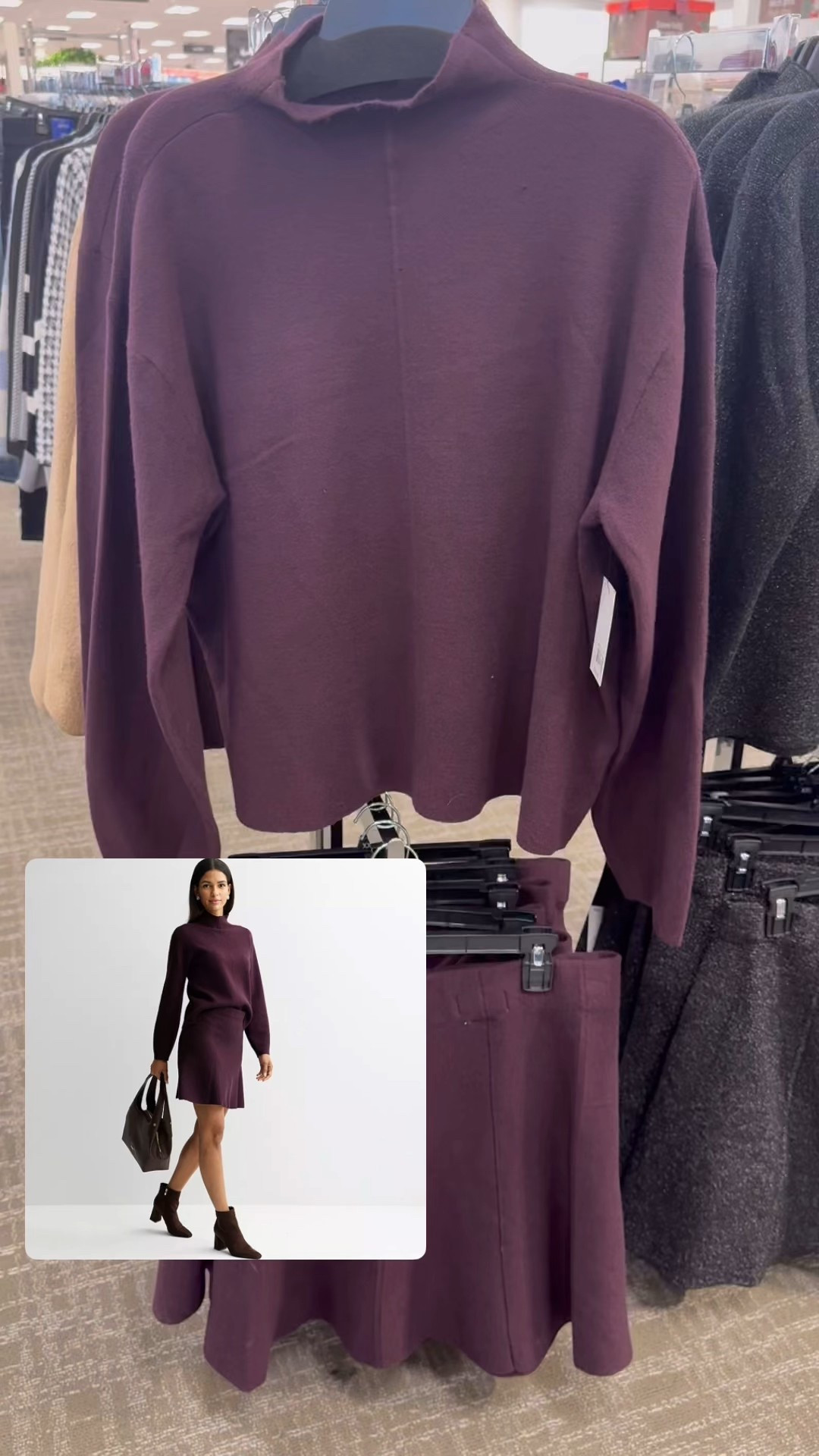 Found the cutest work winter outfits. this burgundy raisin color is beautiful.  Even better it’s on a deal right now. Buy online pick up in store option.

Gift for her, affordable gift idea, sweater skirt, sweater dress, winter fashion, winter fashion sale, elevated work outfit for less, shearling coat, faux fur coat, fur jacket, mini dress, work outfit sale, winter close staple, women sweater sale, sweater skirt, 

#LTKFindsUnder100 #LTKHoliday #LTKGiftGuide