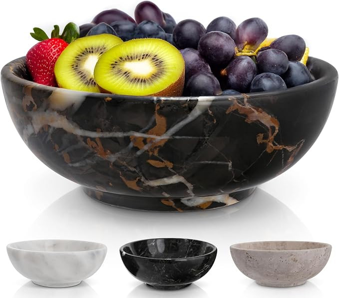 Gusto Nostro 8" Luxury Black Marble Decorative Bowl for Coffee Table - Elegant Decorative Fruit B... | Amazon (US)