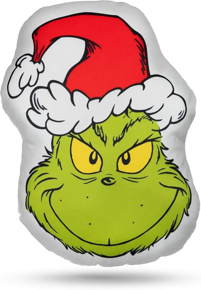 Mischievous Grinch Head Christmas Pillow - Whimsical Green Grinch Pillow Accent for Christmas Dec... | Amazon (US)