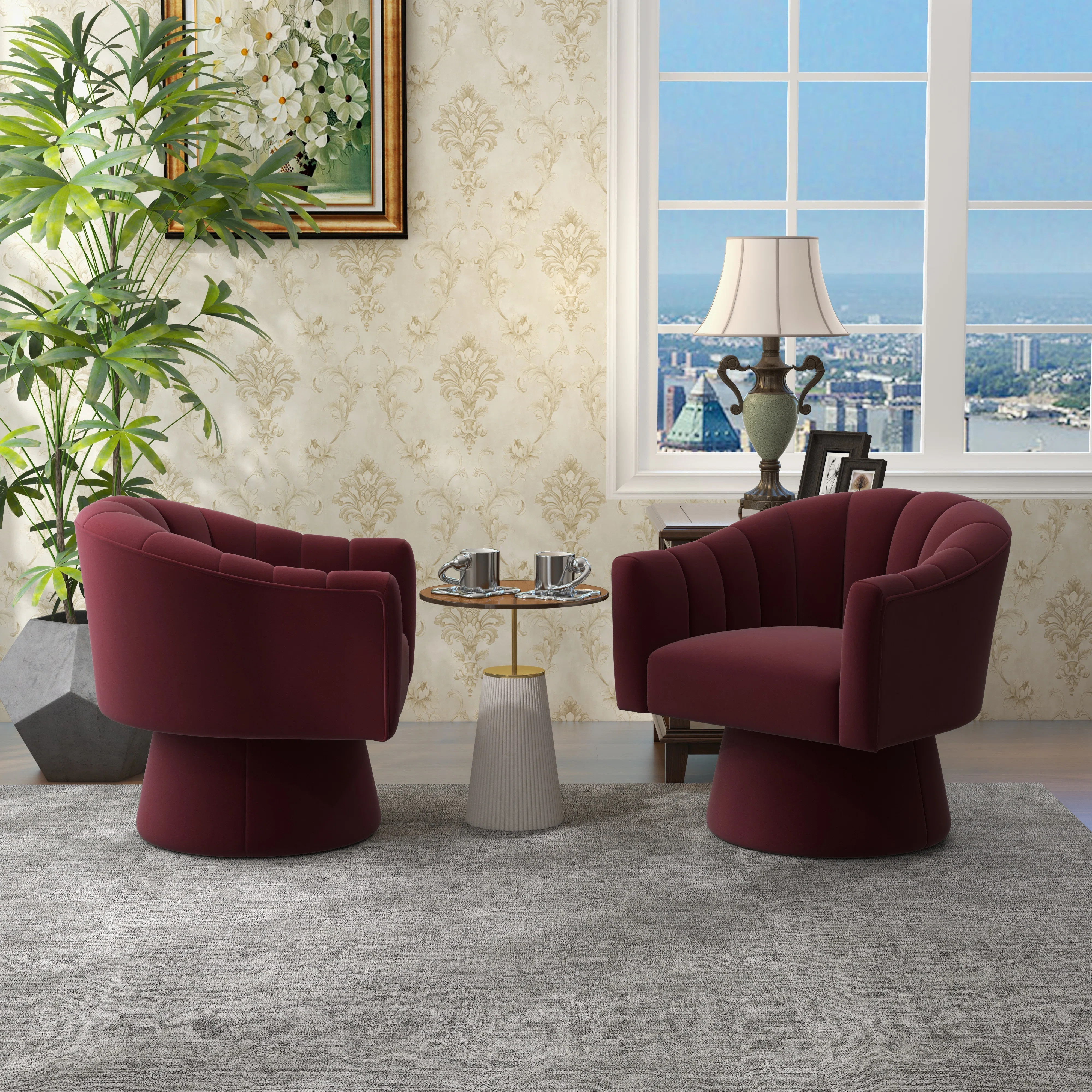 Iryanna Velvet Swivel Barrel Chair (Set of 2) | Wayfair North America