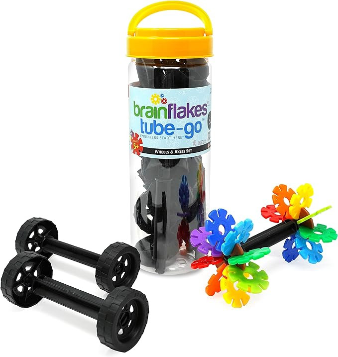 Brain Flakes 16 Wheels and 8 Axles Tube-Go Set Add-On Travel Kit - Build Cars, Trucks, Anything T... | Amazon (US)