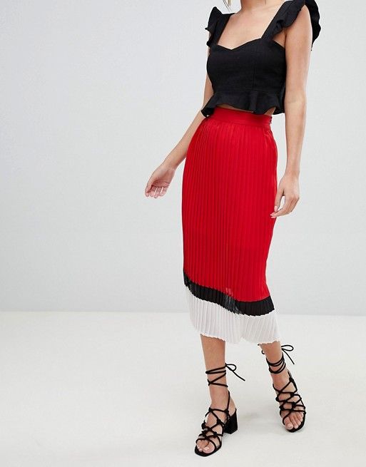 PrettyLittleThing Color Block Pleated Skirt | ASOS US