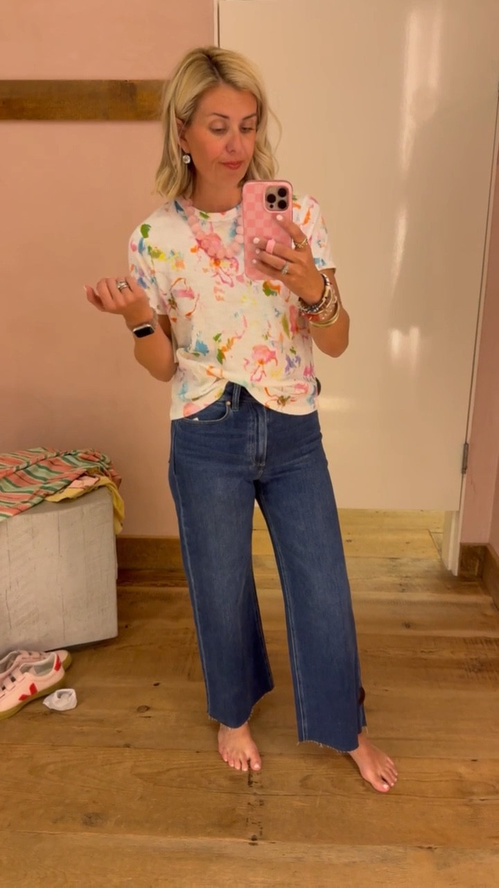 The Anessa Jean that I’ve shown you before &  y’all absolutely love them too! I have several styles of them and they are such an elevated denim. This floral tee is coming home with me today and y’all will be seeing it a ton! 
Tee - small
Jeans - 26
*Anthro Buy more, Save more Sale 
$50 off $150
$100 off $300
$150 off $500


*Use my code Catherine20 on A+B
*Use my code Mixandmatchmadness on Loopy

#LTKSeasonal #LTKstorytime #LTKSaleAlert