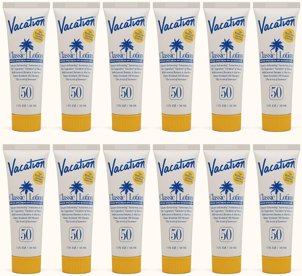 Vacation Mini Classic Lotion SPF 50, Water-Resistant, Mini Sunscreen Bulk Party Favor, Beach Must... | Amazon (US)