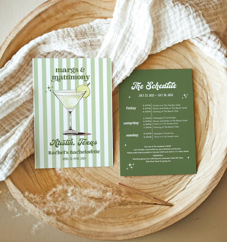 Margs and Matrimony Bachelorette Itinerary Bach Weekend - Etsy | Etsy (US)