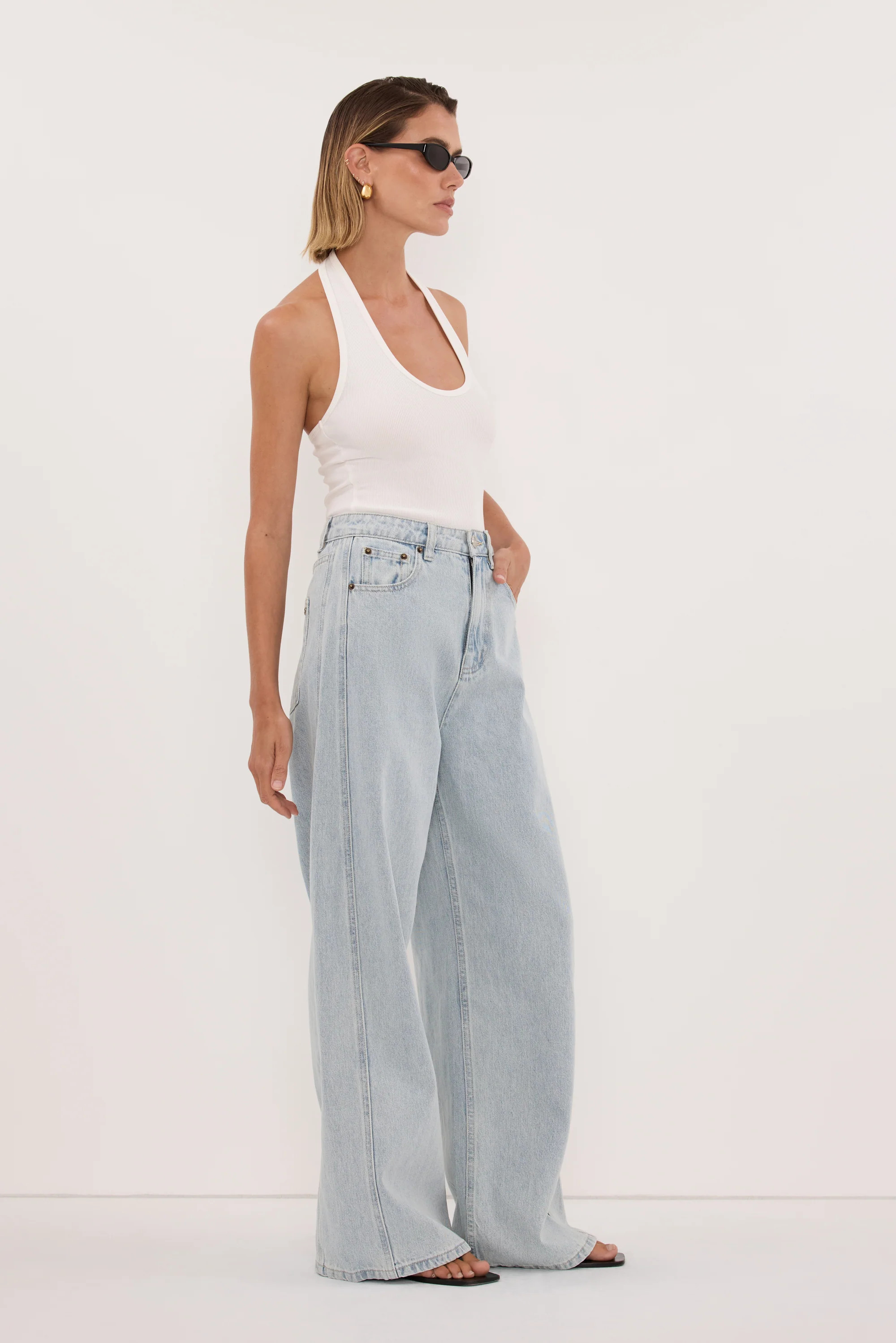 HARLAN OFF WHITE KNIT HALTER TOP | DISSH