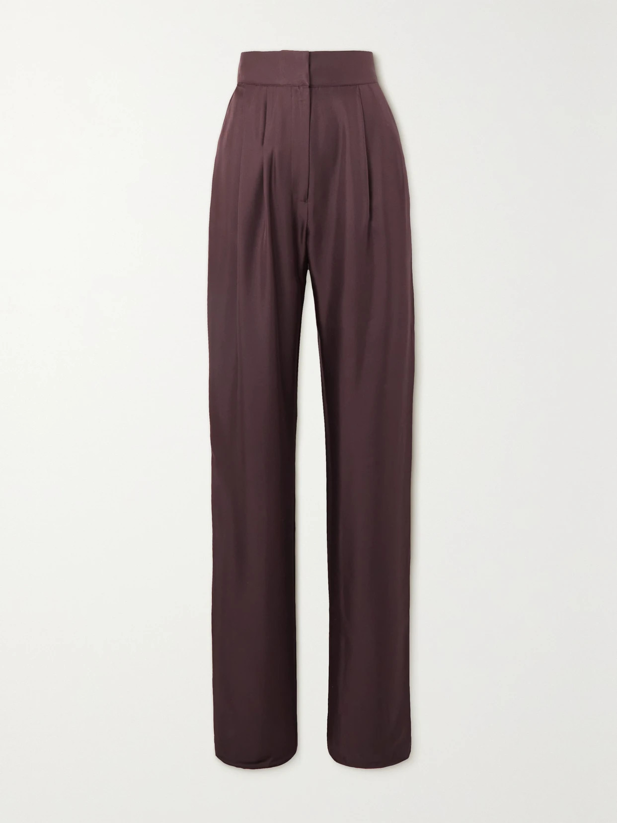 TOVE - Remi Pleated Silk-twill Tapered Pants - Brown | NET-A-PORTER (US)
