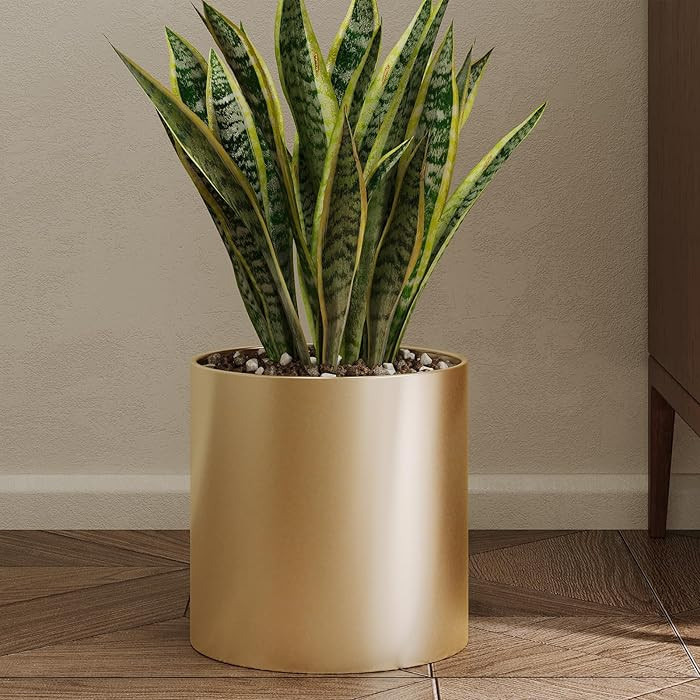 Metal Plant Pot with Drainage Hole,Mid Century Modern 7 inch Round Pot Indoor Outdoor Planters fo... | Amazon (US)