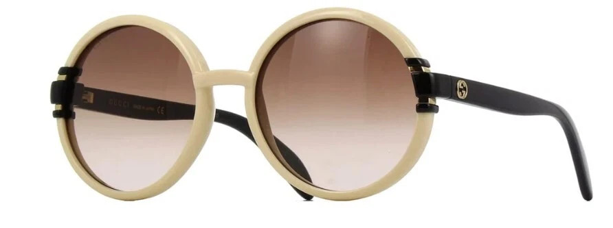 Gucci GG1067S 003 Ivory Black/Brown Gradient Round Women's Sunglasses  | eBay | eBay US