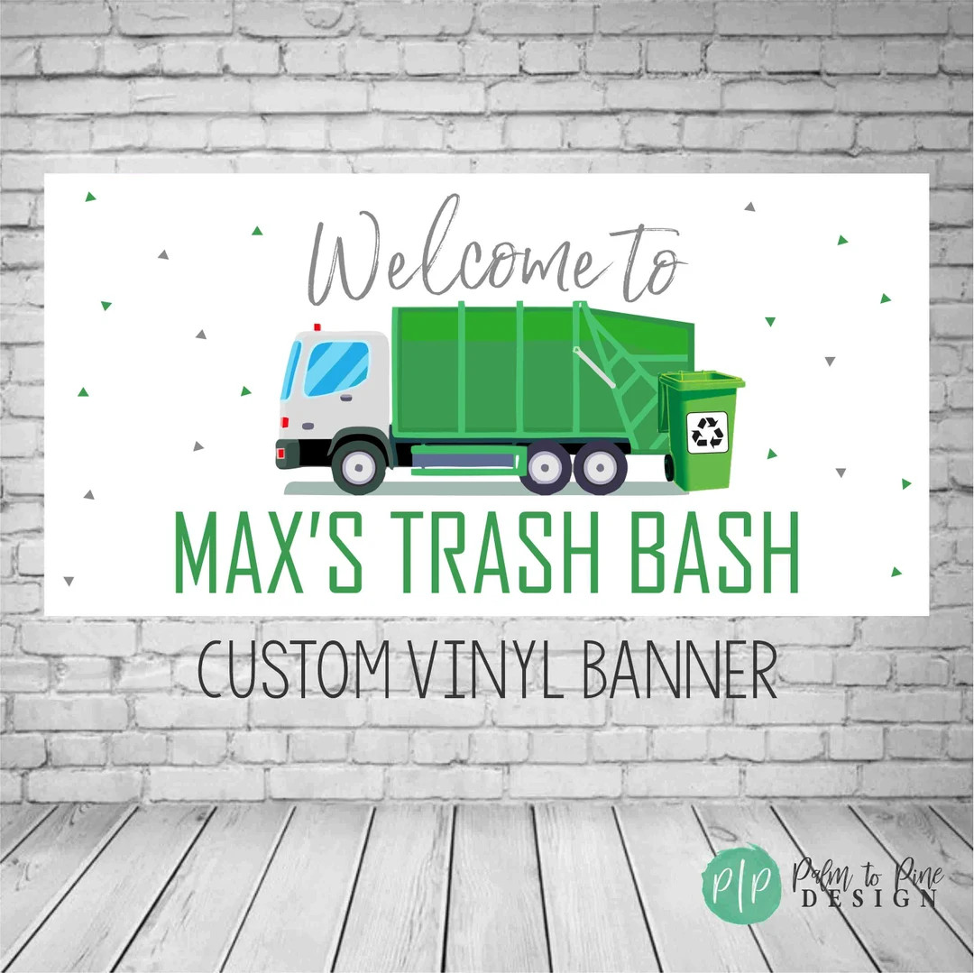 Garbage Truck Birthday Banner, Trash Bash Birthday Banner, Garbage Truck Party Decor, Trash Truck... | Etsy (US)