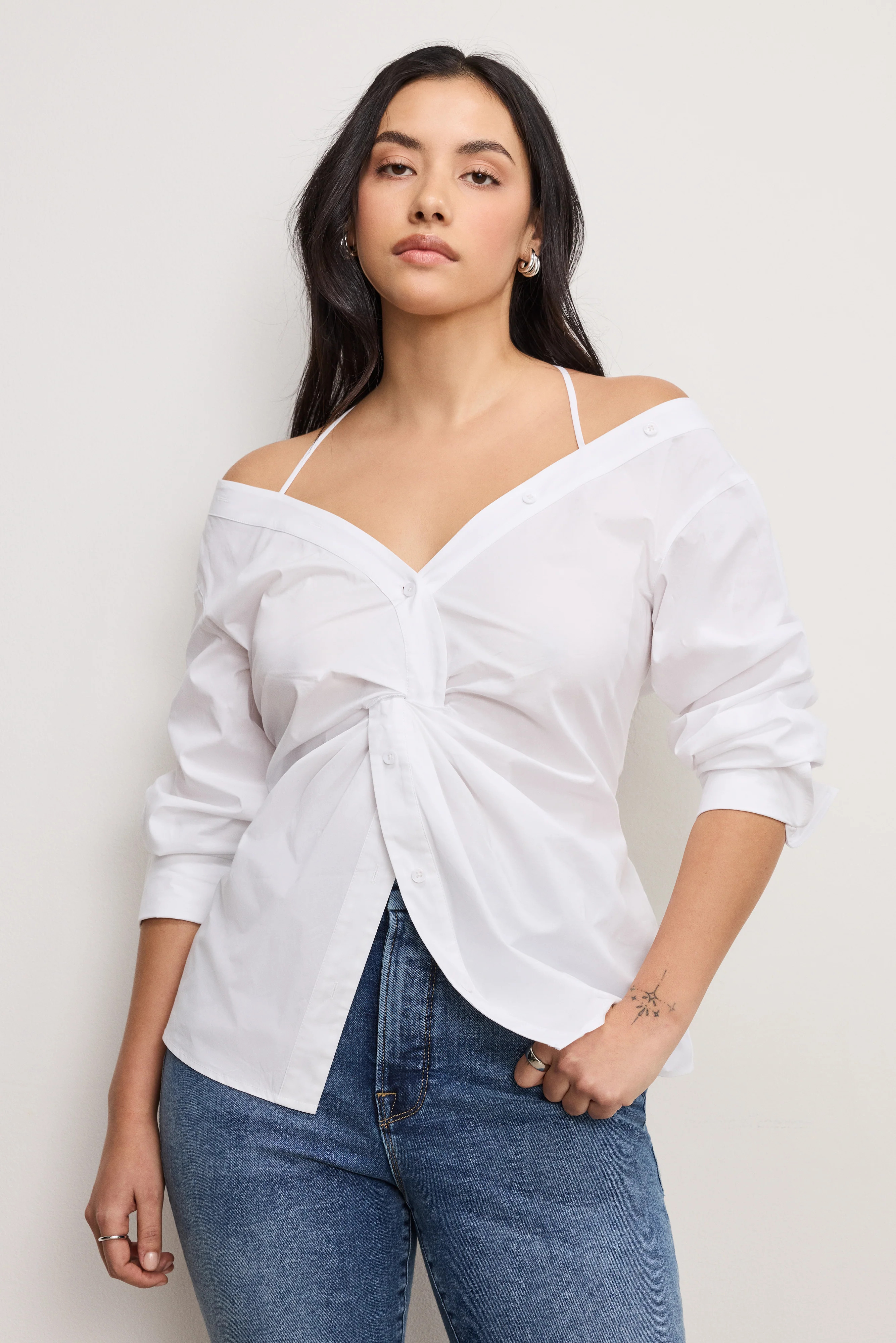 POPLIN OFF SHOULDER TOP | WHITE001 - GOOD AMERICAN | Good American