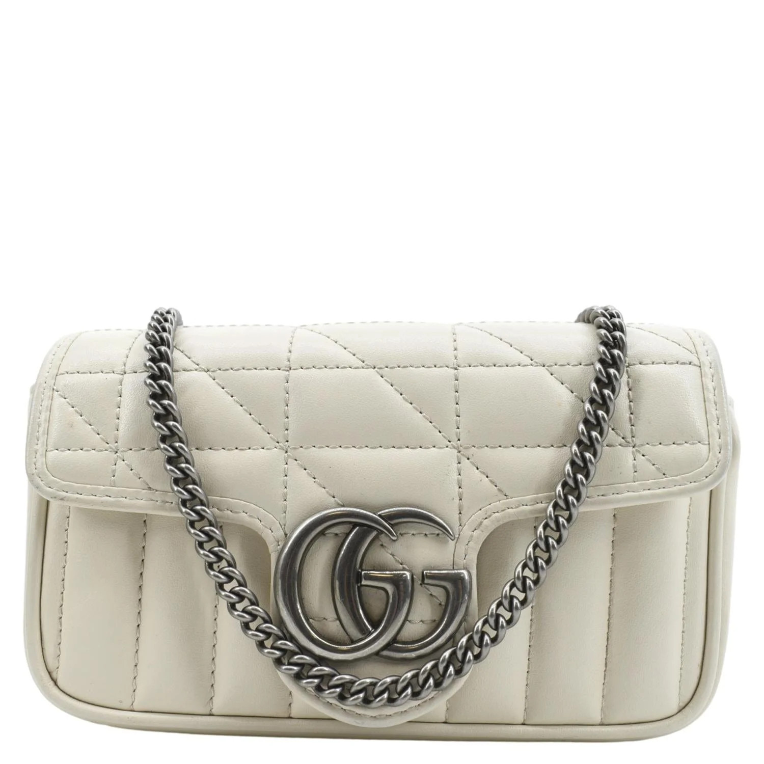 Pre-owned GUCCI GG Marmont Super Mini Matelasse Leather Shoulder Bag White 476433 - Walmart.com | Walmart (US)