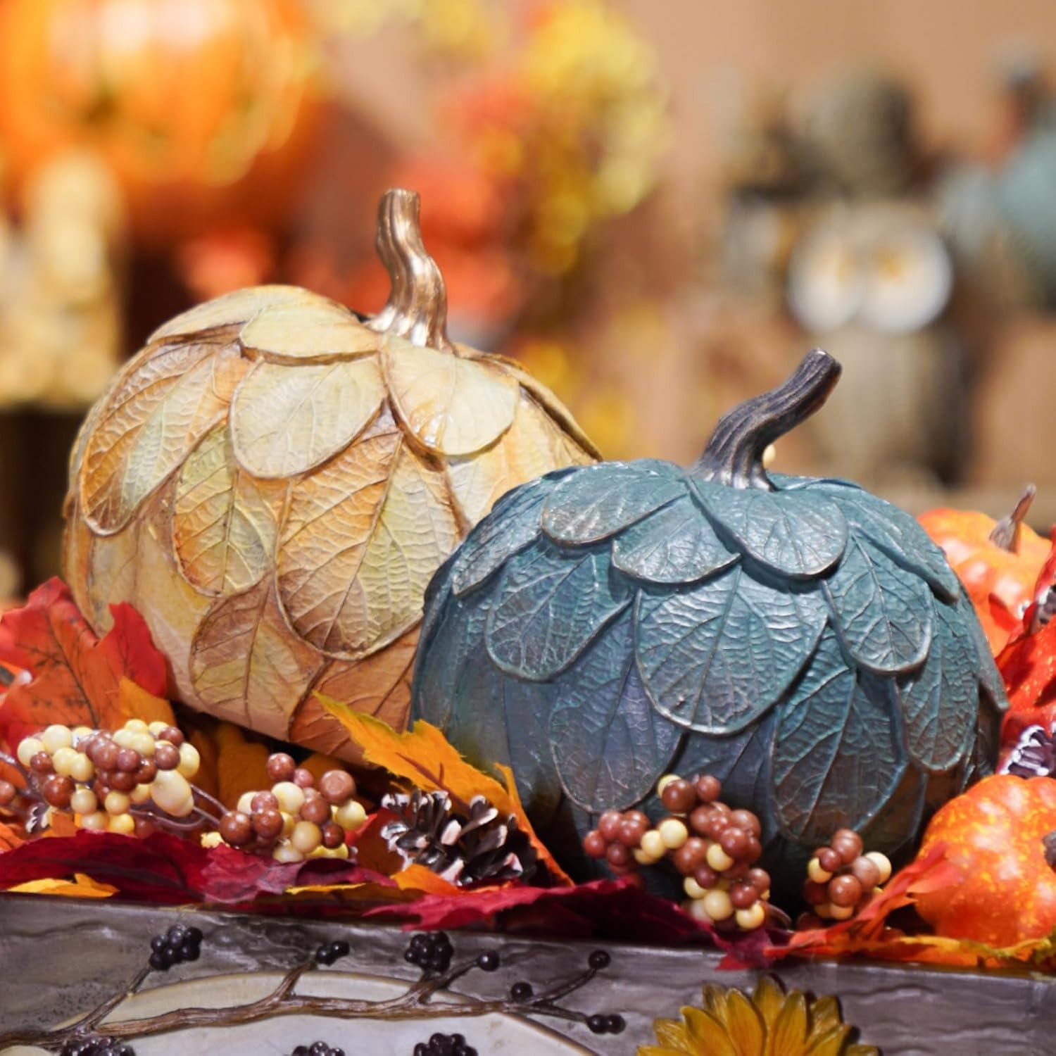 DiliComing Fall-Decorations for Home Fake-Pumkin - 6.5 Inch Artificial Pumpkin Halloween Decor, D... | Amazon (US)