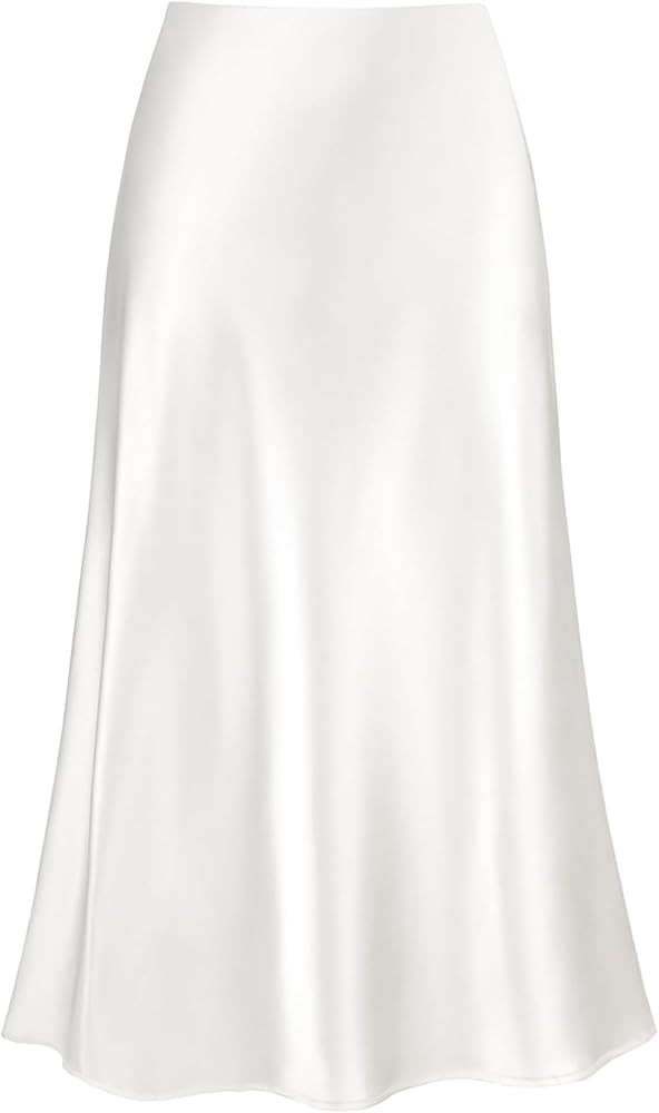 2026 Women's Satin Midi Skirt Elastic High Waisted A Line Spring Summer Flowy Silk Long Skirts fo... | Amazon (US)