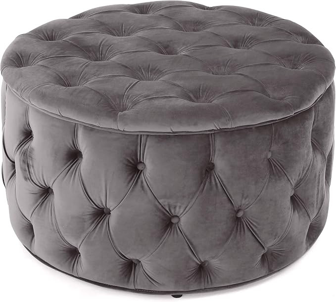 Christopher Knight Home Zelfa Velvet Ottoman, Grey | Amazon (US)