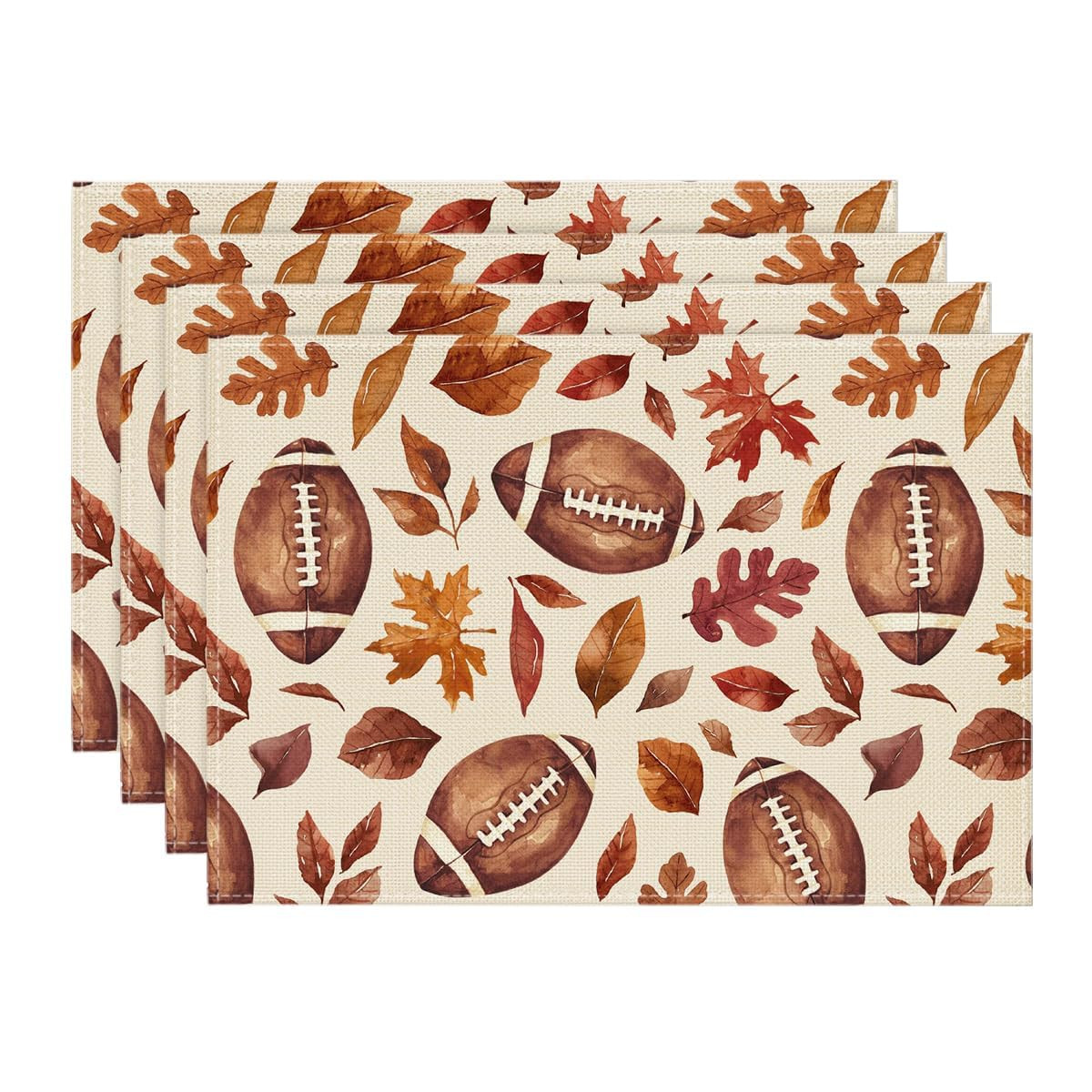 Artoid Mode Football Rugby Leaves Fall Placemats Set of 4, 12x18 Inch Seasonal Autumn Table Mats ... | Amazon (US)