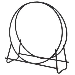 UniFlame Black Wrought Iron 40 in. H Hoop Style Firewood Rack with Heavy Duty Steel Construction ... | The Home Depot