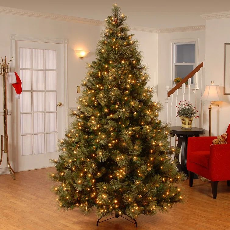 Extra Full Green Tree Family Flocked/Frosted Christmas Tree and Pinecones | Wayfair Professional