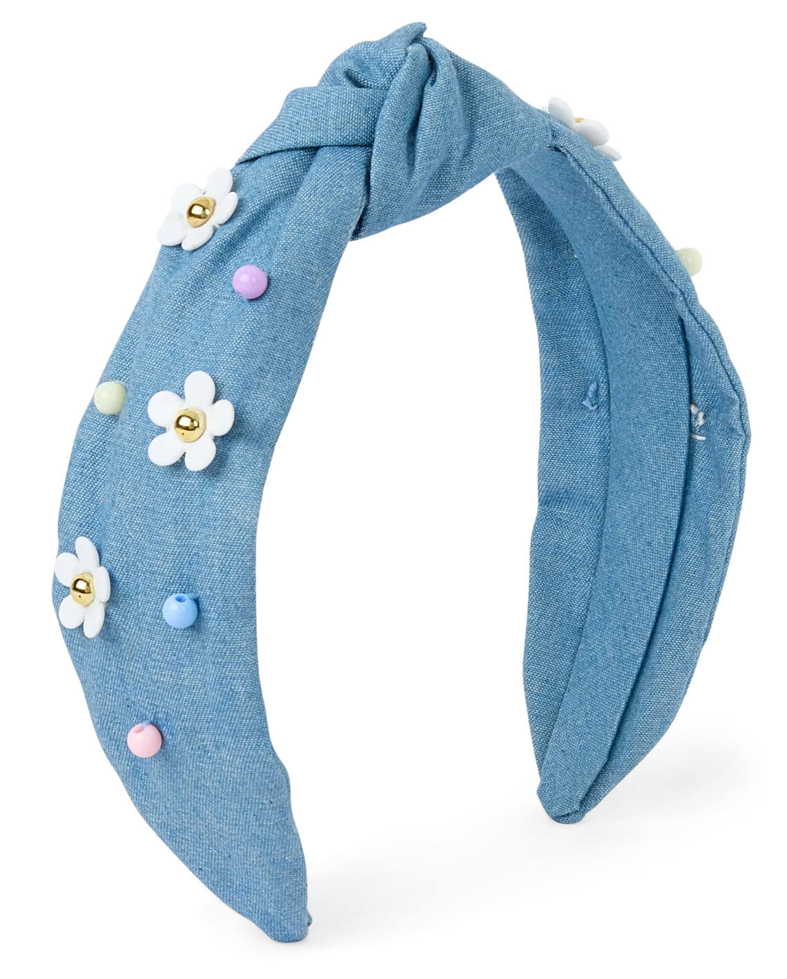 Girls Studded Floral Chambray Top Knot Headband - multi | The Children's Place