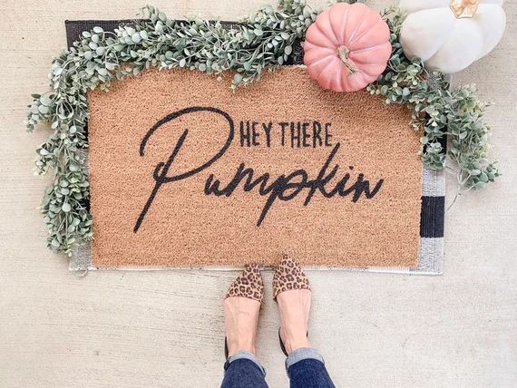 Hey There Pumpkin Welcome Mat, Doormat, Door mat, pumpkin season, pumpkin decor, fall entryway, t... | Etsy (US)