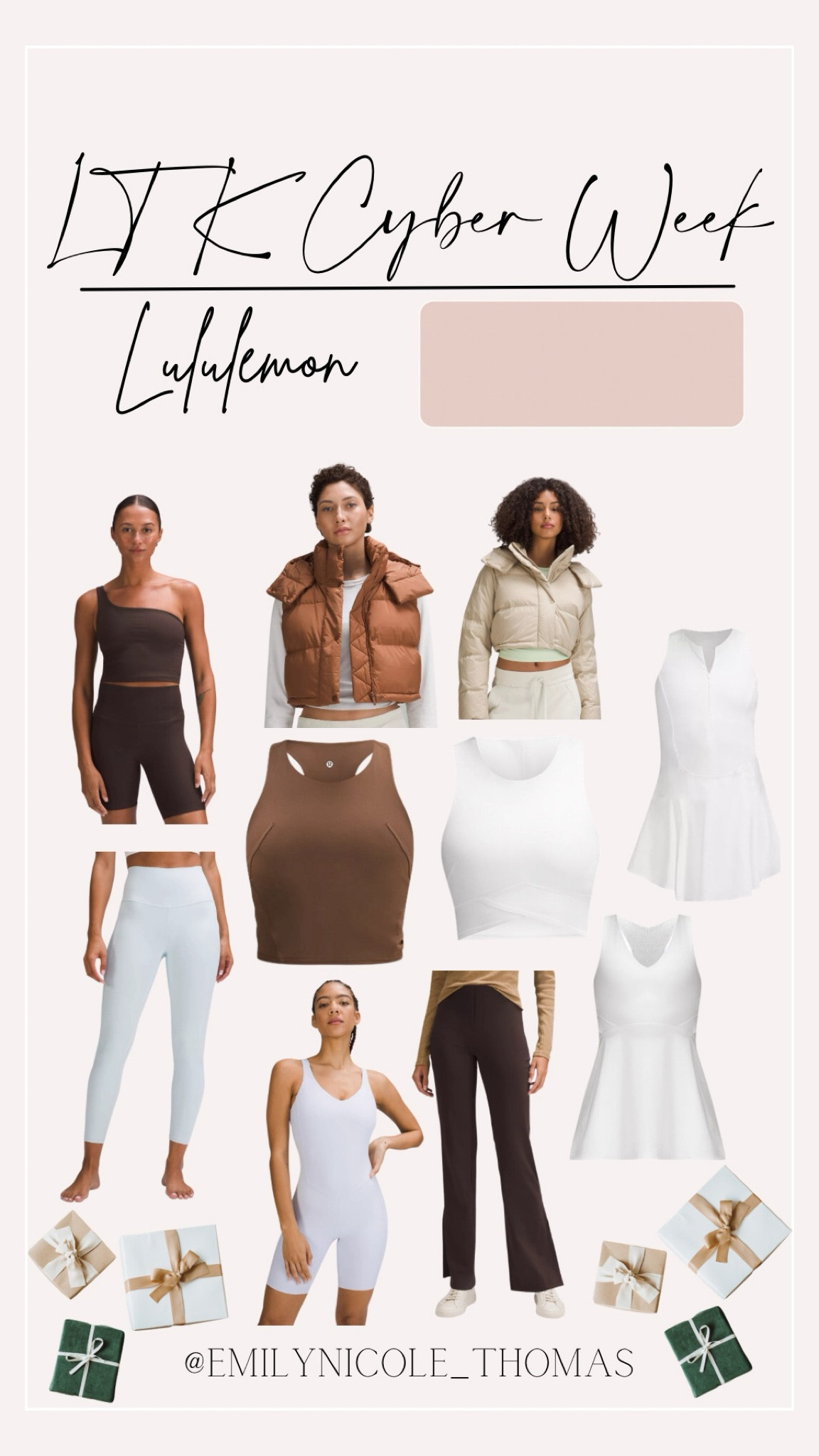 Lululemon Cyber Week Sale!!

I’m a size 6 in both tops and bottoms | fits tts or on the smaller side

Lululemon leggings, Align leggings, puffer vest, puffer coat, sports bras, tennis dresses, onsie 

#LTKGiftGuide #LTKCyberWeek #LTKfitness