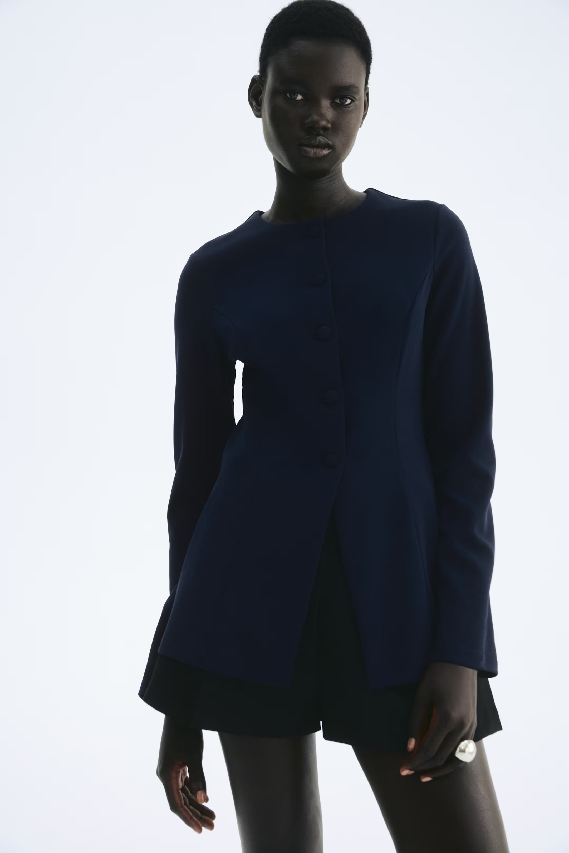 Interlock blazer - Navy blue - Ladies | H&M GB | H&M (UK, MY, IN, SG, PH, TW, HK)