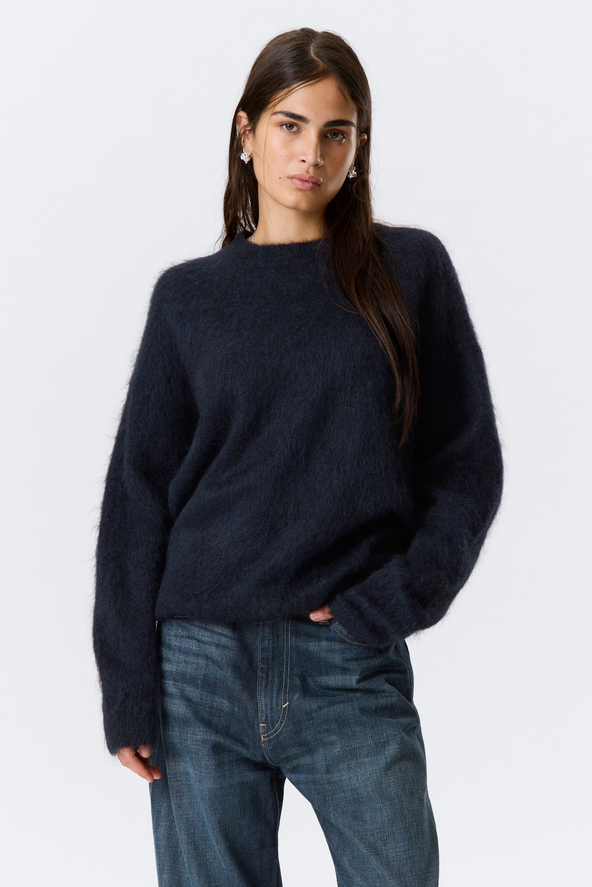 Oversized Knitted Mohair Blend Sweater | Weekday