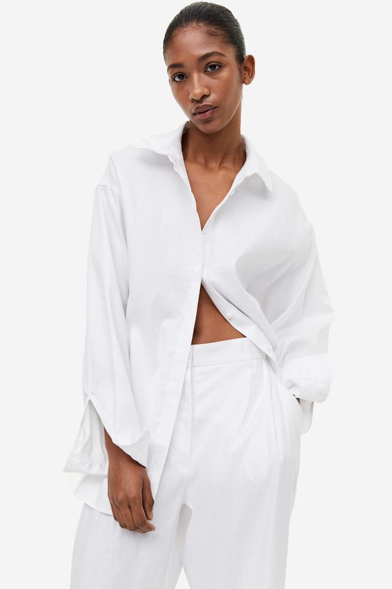 Lace-back Linen-blend Shirt | H&M (US + CA)