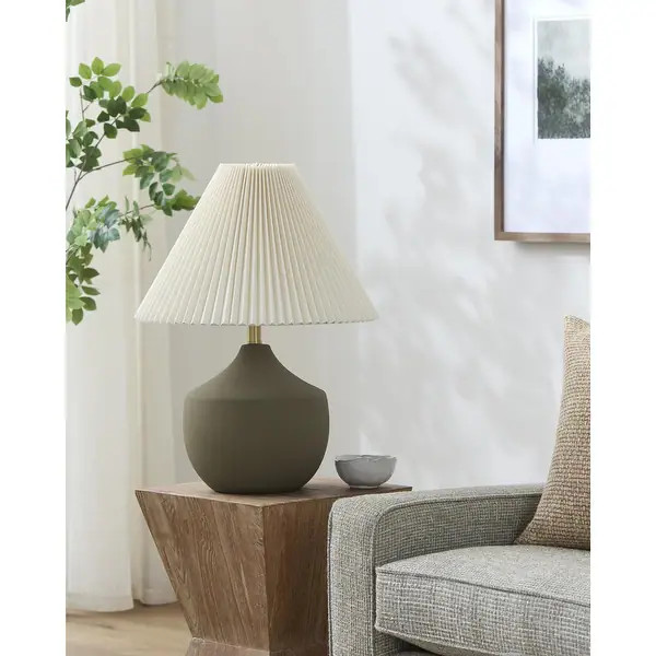 Livabliss Benson Rustic Accent Table Lamp - Green/Ripple | Bed Bath & Beyond