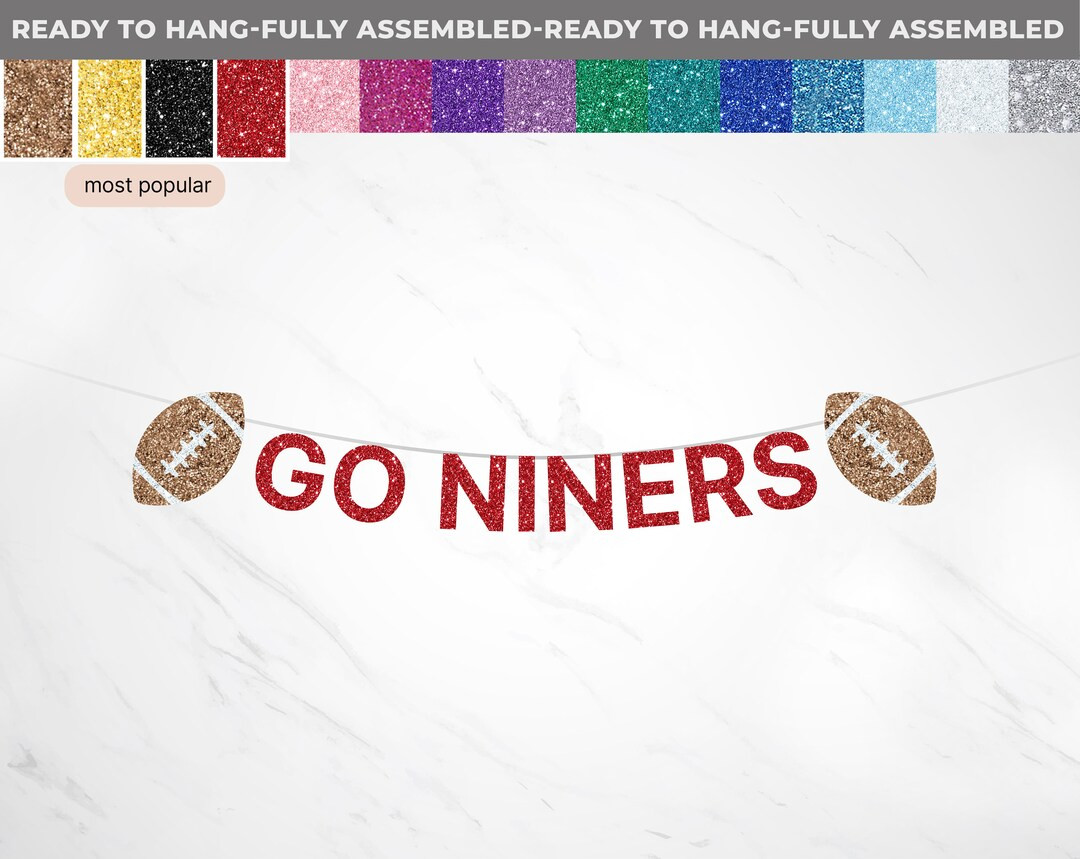 Go Niners NFL Football Banner, San Francisco 49ers Sign, Football Party Decor, Football Season De... | Etsy (US)