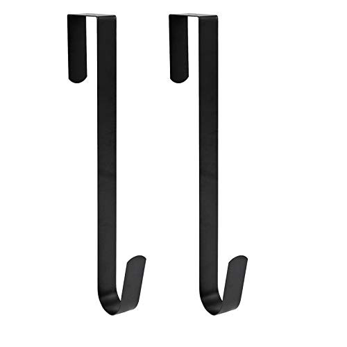 Sattiyrch 15" Wreath Hanger for Front Door,Sturdy Steel Wreath Door Hanger,Over The Door Hanger Hook (Black,2) | Amazon (US)