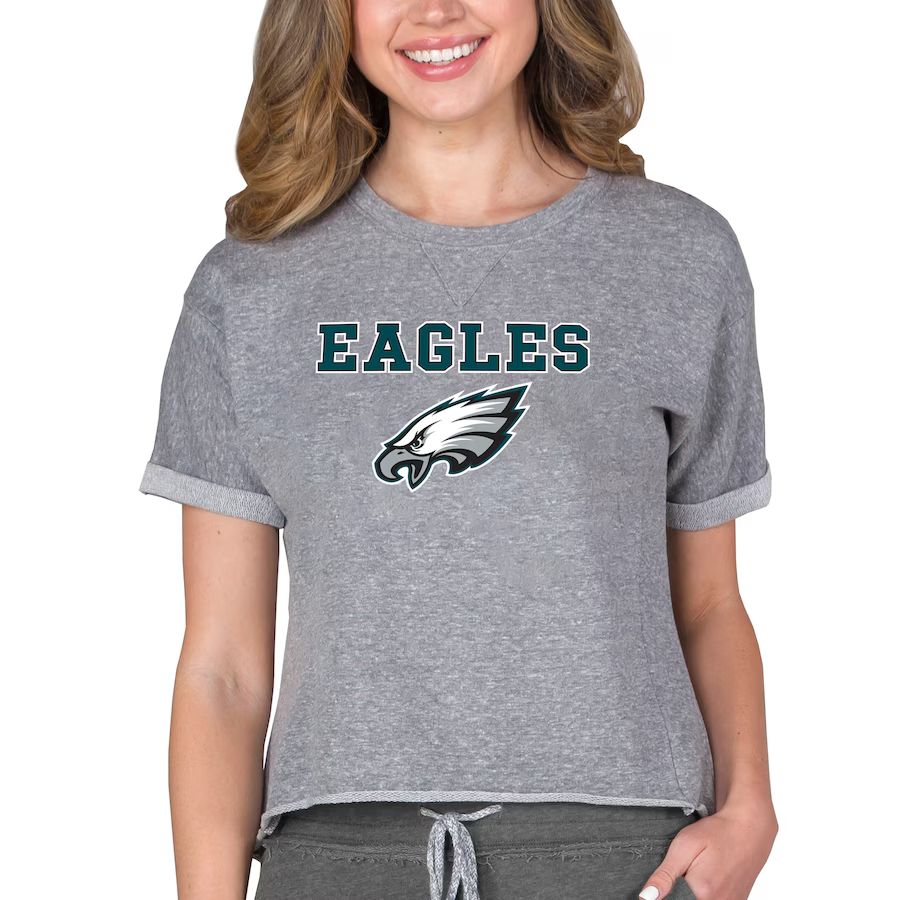Philadelphia Eagles Concepts Sport Women's Tri-Blend Mainstream Terry Short Sleeve Sweatshirt Top... | Lids