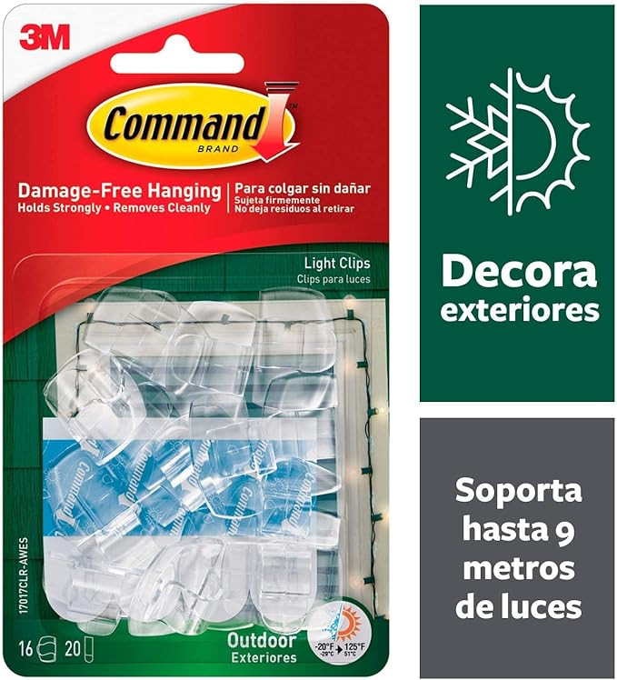 Command Indoor/Outdoor 36 Plastic Light Clips and 40 Strips - Clear | Amazon (US)