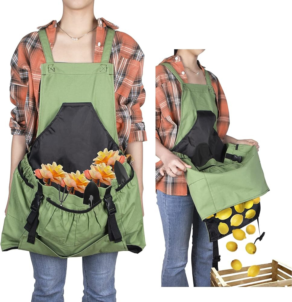 Gardening Apron, Garden Apron with Quick Release Pockets for Harvesting Gardening, Water Resistan... | Amazon (US)