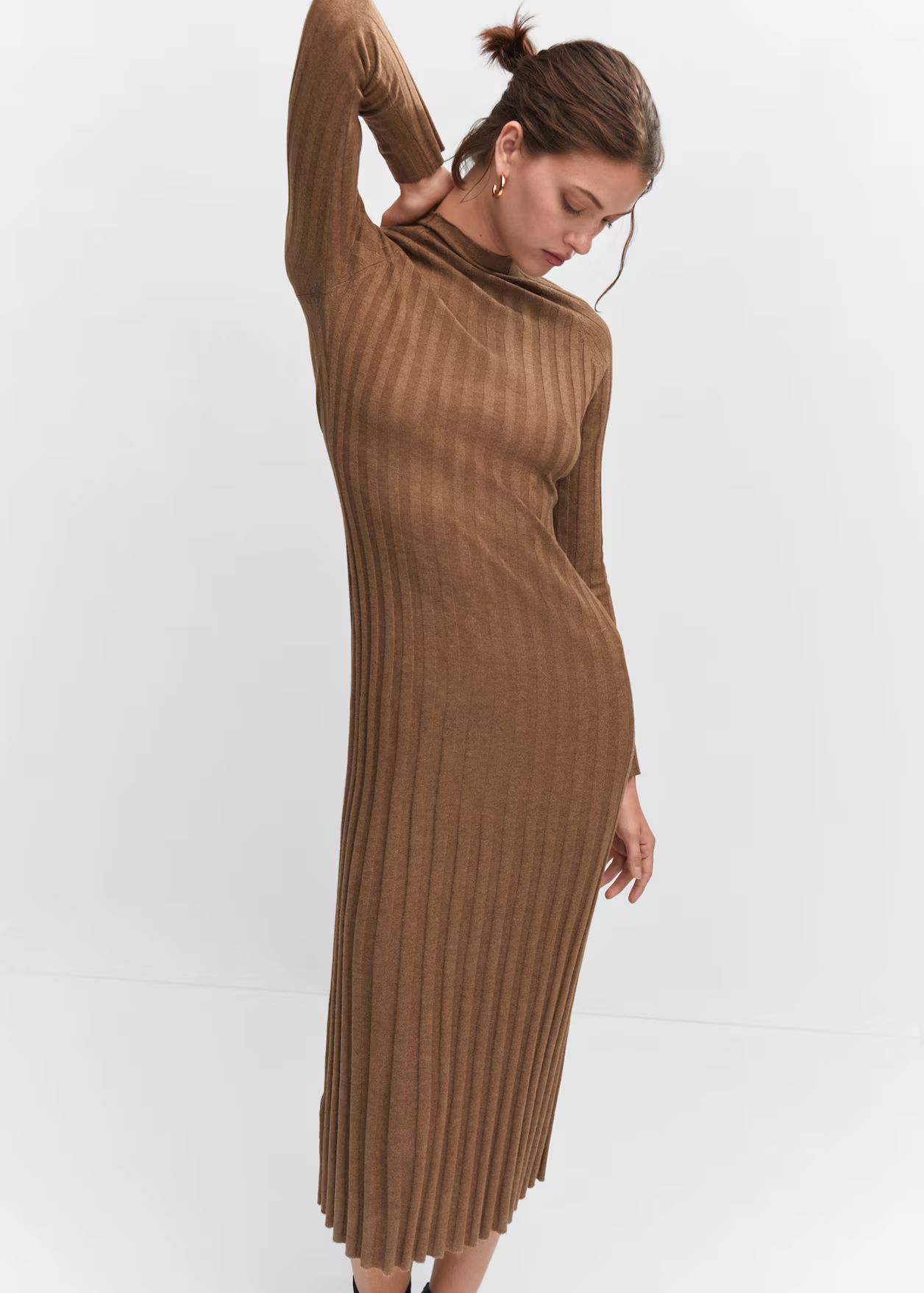 Perkins-neck ribbed dress -  Women | Mango USA | MANGO (US)