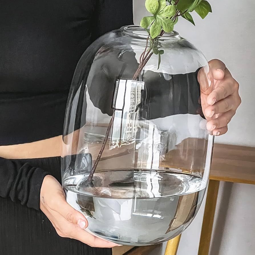 Large Glass Floor Vase for Flowers Tall Glass Vase for Decor Large Floor Vase Clear Glass Vase fo... | Amazon (US)